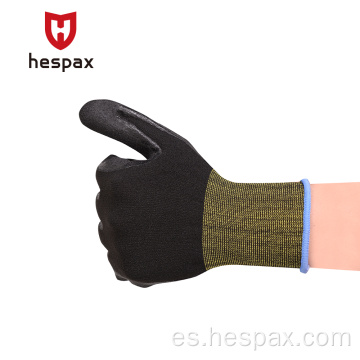 Guantes de nitrilo arenoso aprobado por Hespax CE CE